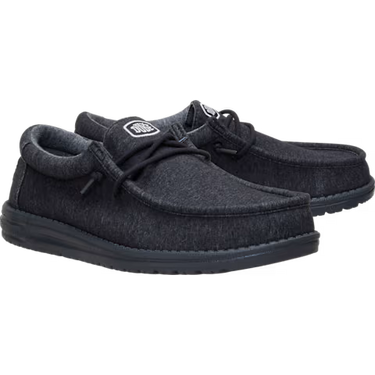 HEYDUDE Wally Stretch Jersey Shoe (Black/Black) Size Men's 8