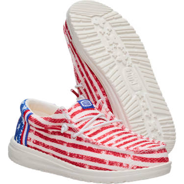 HEYDUDE Wally Youth Americana Mesh Shoe (American Flag) Size C12