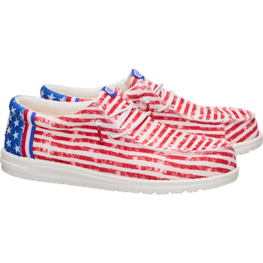 HEYDUDE Wally Americana Mesh Shoe (American Flag) Size Men's 10