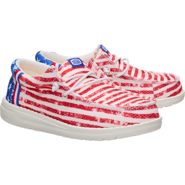 HEYDUDE Wally Youth Americana Mesh Shoe (American Flag) Size C12