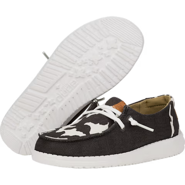 HEYDUDE Wendy Youth Animal Shoe (Black/Cow) Size C12