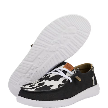 HEYDUDE Wendy Animal Shoe (Black/Cow) Size Women's 6