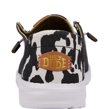 HEYDUDE Wendy Animal Shoe (Black/Cow) Size Women's 6