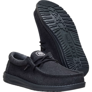 HEYDUDE Wally Stretch Jersey Shoe (Black/Black) Size Men's 8