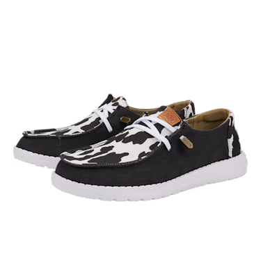 HEYDUDE Wendy Animal Shoe (Black/Cow) Size Women's 6