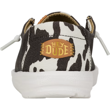 HEYDUDE Wendy Youth Animal Shoe (Black/Cow) Size J4