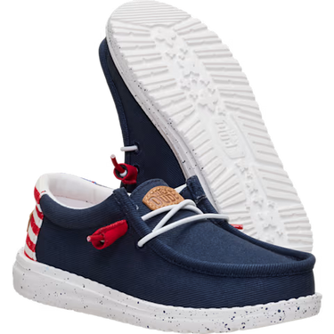 HEYDUDE Wally Youth Americana II Shoe (Navy Blazer/Multi) Size C12