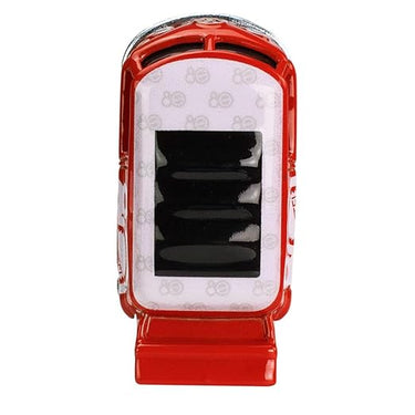 Top view of the red Kool Kombi showing its white roof and windows