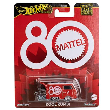 Hot Wheels Pop Culture Kool Kombi in its Mattel 80th anniversary blister package