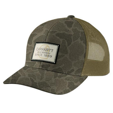 Carhartt Men's Wool Mesh-Back Camo Logo Patch Cap (Burnt Olive)