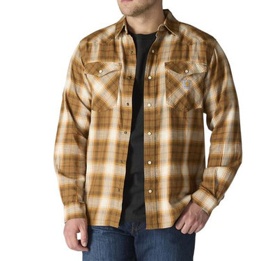 Carhartt Montana Rugged Flex™ Relaxed Fit Lightweight Long-Sleeve Snap-Front Plaid Shirt () Size XLT