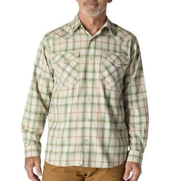 Carhartt Montana Rugged Flex™ Relaxed Fit Lightweight Long-Sleeve Snap-Front Plaid Shirt () Size S