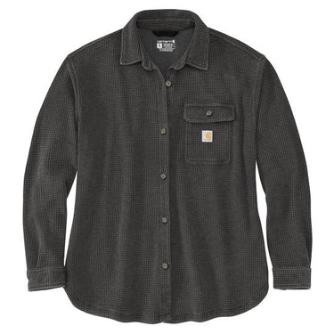 Carhartt Women's Oversized-Fit Heavyweight Waffle Knit Shirt (Carbon Heather) Size L