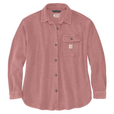 Carhartt Women's Oversized-Fit Heavyweight Waffle Knit Shirt (Rose Tint) Size XXL