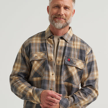 Wrangler Men's Riggs Workwear Flannel Foreman Plaid Work Shirt (Asphalt) Size XL