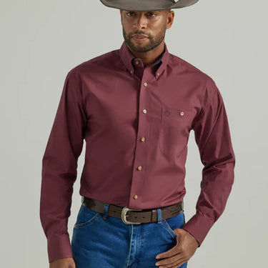 Wrangler® George Strait Collection One Pocket Long Sleeve Shirt (Wine) Size XL