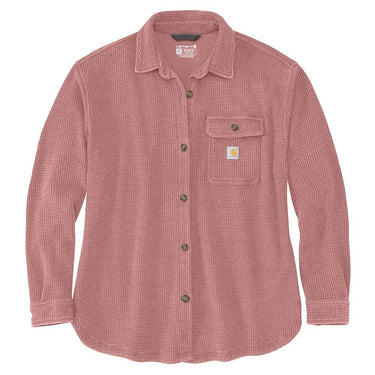 Carhartt Women's Oversized-Fit Heavyweight Waffle Knit Shirt (Rose Tint) Size L