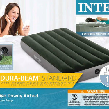 Intex Prestige Durabeam Downy Twin Air Bed with Battery Pump