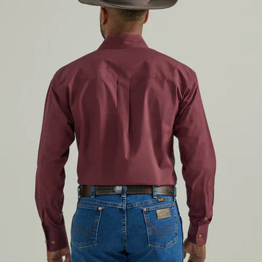 Wrangler® George Strait Collection One Pocket Long Sleeve Shirt (Wine) Size XL