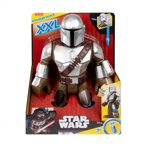 Imaginext Star Wars The Mandalorian Xxl Figure, 16+ Inch Tall Poseable Toy With Launcher