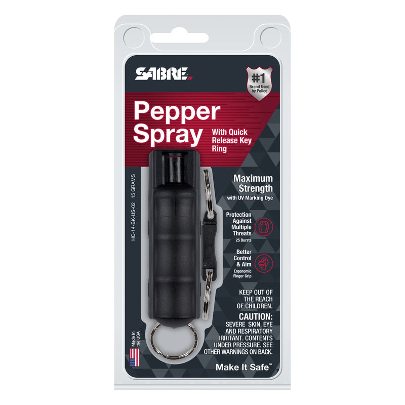 Load image into Gallery viewer, SABRE Pepper Spray w/ Quick Release Key Ring - Black
