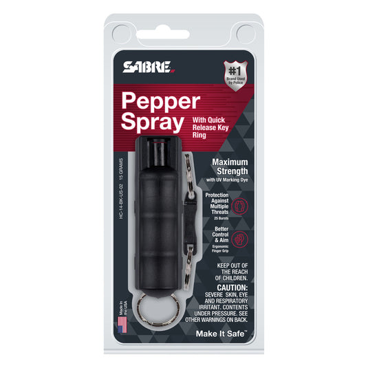 SABRE Pepper Spray w/ Quick Release Key Ring - Black