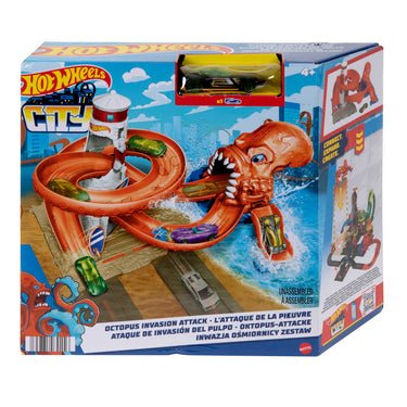 Hot Wheels City Octopus Invasion Attack set in its box, one style from the Nemesis assortment