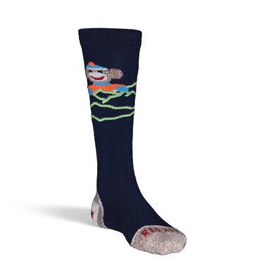 Fox River Kid's Monkey Ski, Monkey Do Lightweight Over-the-Calf Ski and Snowboard Sock (Navy) Size M