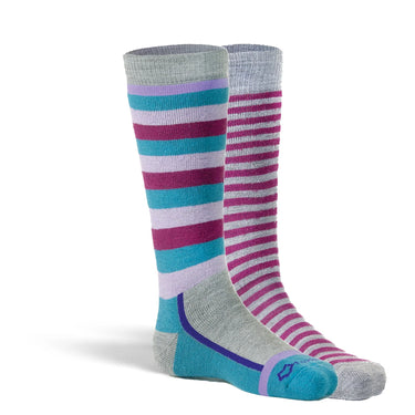 Fox River Kid's Snow Day Medium Weight Over-the-Calf Ski and Snowboard Sock 2 Pack (Purple) Size L