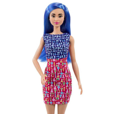 Barbie Scientist Doll (12 Inches), Blue Hair, Color Block Dress, Lab Coat & Flats, Microscope Accessory