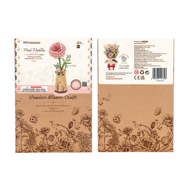 Rowood Pink Dahlia DIY Wooden Flower 3D Puzzle