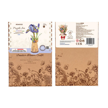 Rowood Purple Iris DIY Wooden Flower 3D Puzzle