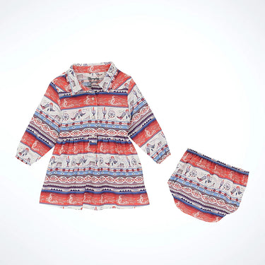 Wrangler Little Girl's Printed Western Snap Dress (Pink) Size 18M