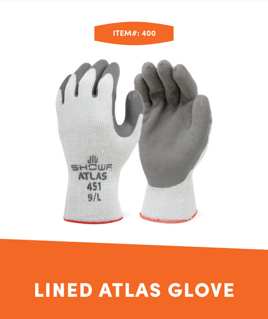 Lined Atlas Glove Rubber Palm Small