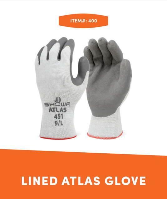 Lined Atlas Glove Rubber Palm Medium