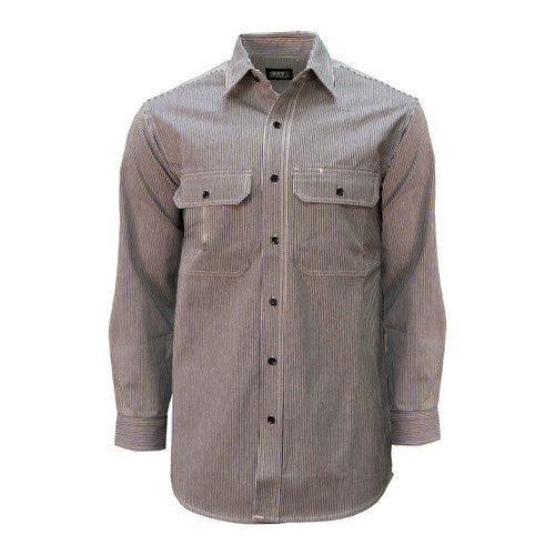 KEY INDUSTRIES Key Long Sleeve Button Logger Shirt (Hickory Stripe) Size 2XLT