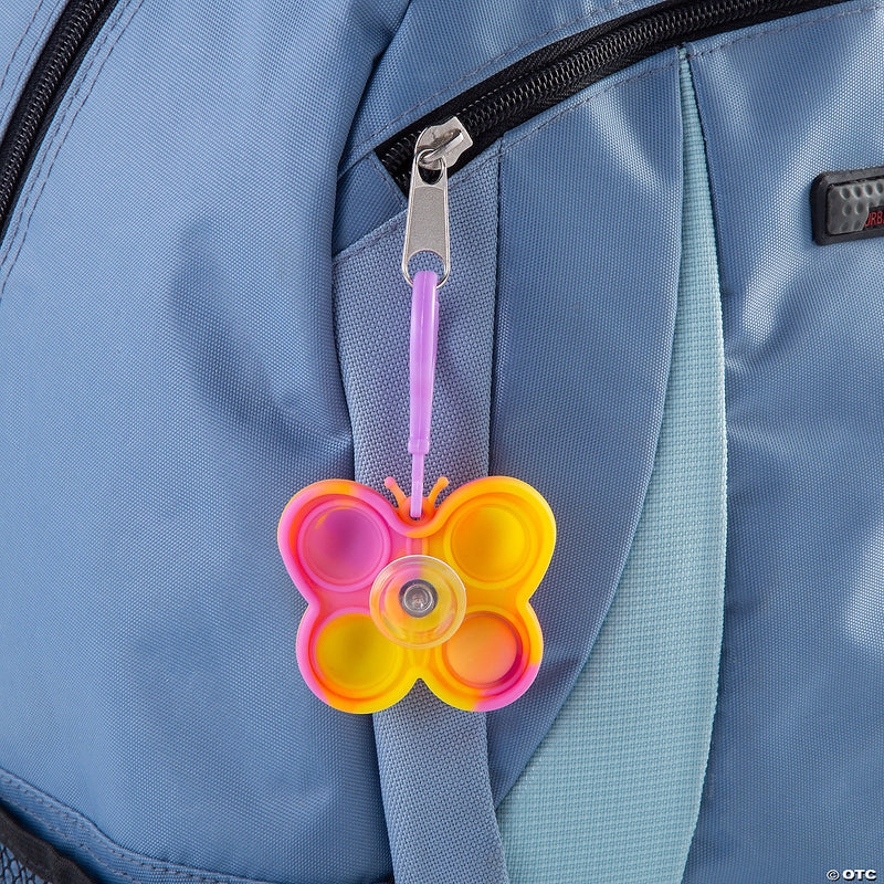 Load image into Gallery viewer, Lotsa Pops Popping Toy Butterfly Spin Backpack Clip Keychains
