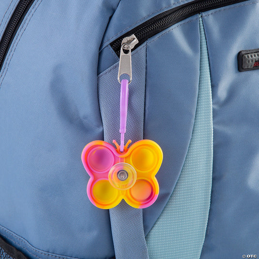 Lotsa Pops Popping Toy Butterfly Spin Backpack Clip Keychains