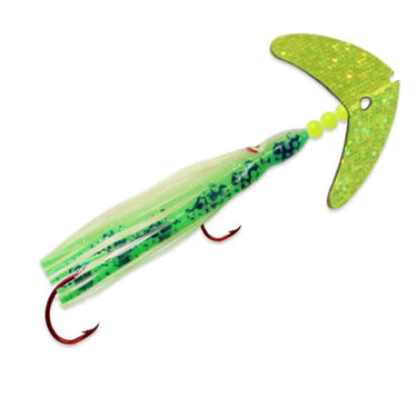 Cha Cha® Salmon Size 4/0&3/0 Chartreuse Sparkle/Green Spatter Glow