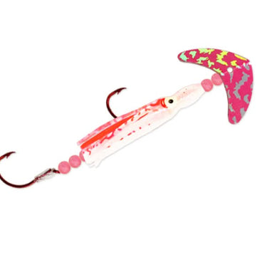Cha Cha® Sockeye Squidder Size 1/0 Hot Pink Silver Tiger/Red UV Spatter Glow