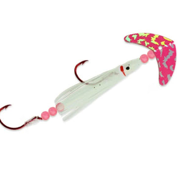 Mack's LureCha Cha® Sockeye Squidder (Hot Pink Silver Tiger/Nuclear Glow) Size 1/0