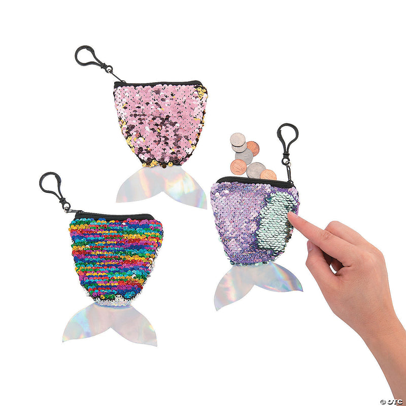 Load image into Gallery viewer, Mermaid Tail Flipping Sequin Coin Purses
