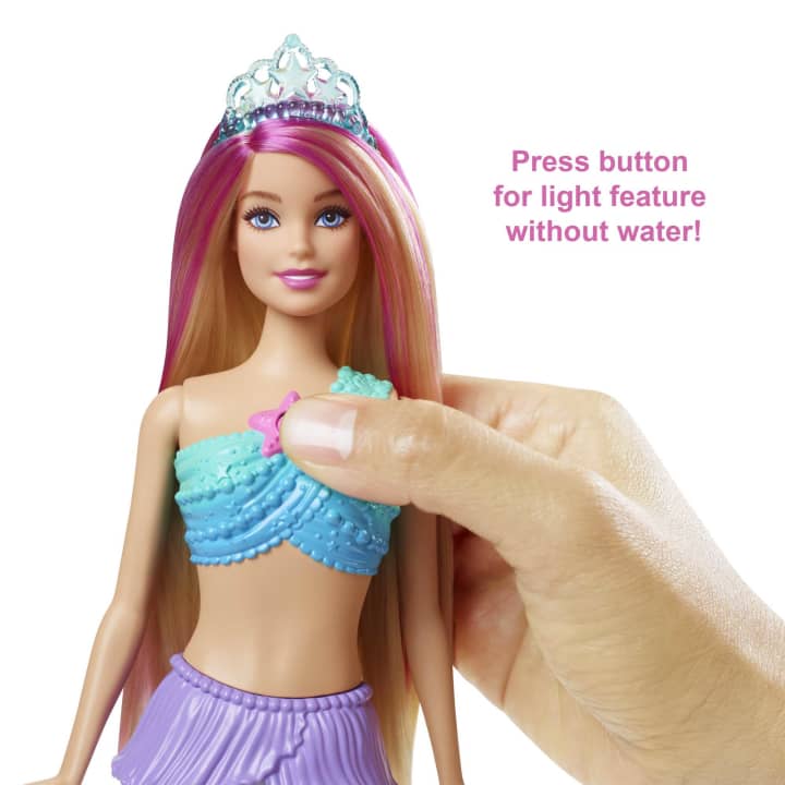 Load image into Gallery viewer, Mermaid Barbie Doll With Water-Activated Twinkle Light-Up Tail - Pink
