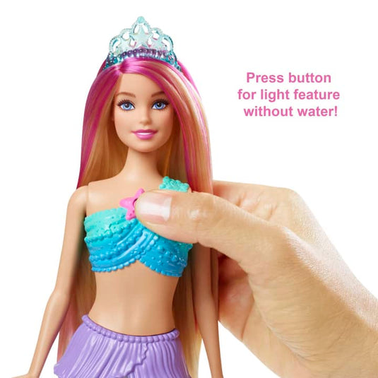 Mermaid Barbie Doll With Water-Activated Twinkle Light-Up Tail - Pink