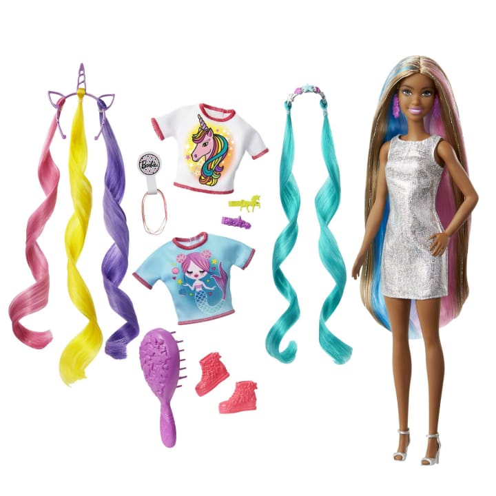 Load image into Gallery viewer, Barbie Fantasy Hair Fashion Doll - Colorful Brunette
