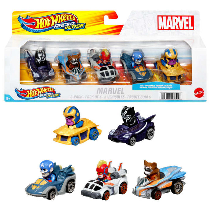 Hot Wheels Marvel Racerverse Set Of 5 Die-Cast Hot Wheels Cars