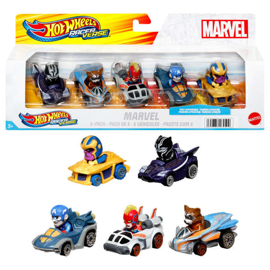 Hot Wheels Marvel Racerverse Set Of 5 Die-Cast Hot Wheels Cars