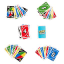 Overhead view of four UNO Teams hands dealt around the draw pile and the box