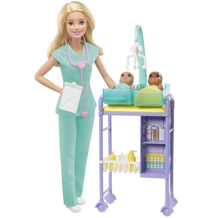 Load image into Gallery viewer, Barbie Careers Baby Doctor Playset With Blonde Doll
