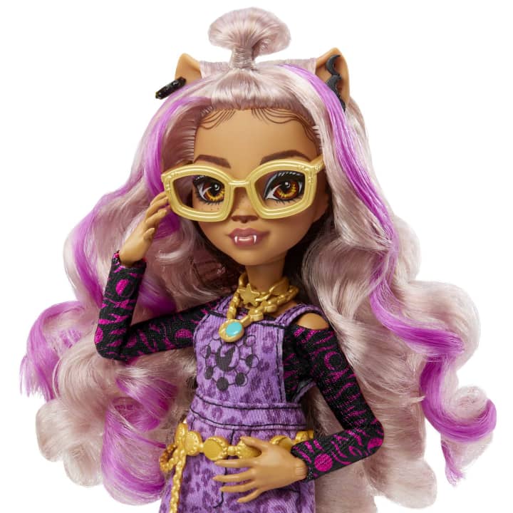 Load image into Gallery viewer, Monster High Doll, Clawdeen Wolf With Pet Dog, Purple Streaked Hair
